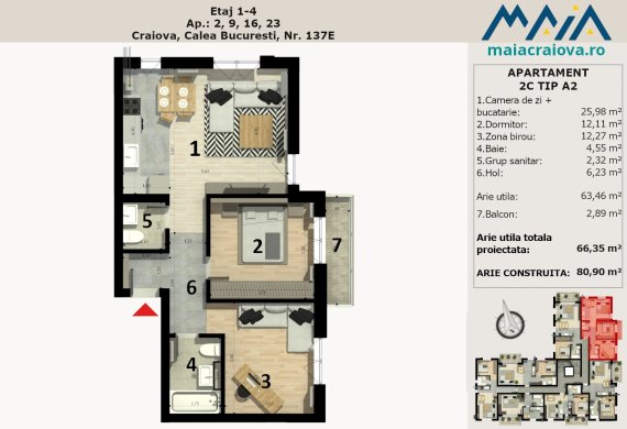 Apartament 2 Camere - 2C TIP A2