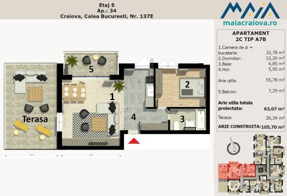 Apartament 2 Camere - 2C TIP A7B